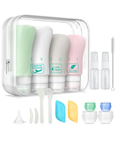 20 Pack Travel Bottles, 3oz 2oz Leak Proof Travel Accessories Toiletries,Travel Shampoo And Conditioner Bottles,Perfect for Business or Personal Travel, Fun Outdoors Silicone 20 Pieces Light Pink-20 Pack