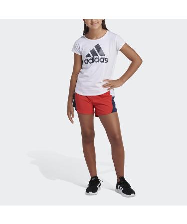 adidas Girls' Large White 3 Stripe Mesh Shorts with Elastic Waistband - Buy Online on SooperMarket.com
