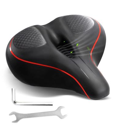 Oversized Bike Seat for Peloton Bike & Bike+, Replacement Bike Saddle Memory Foam Soft Bike Saddle for Peloton, Spin Bike, Road or Exercise Bikes, Waterproof Universal Fit Bicycle Seat red