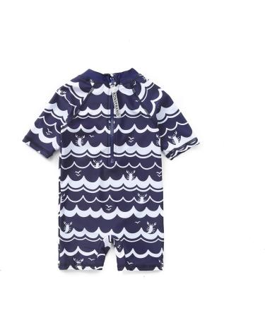 BONVERANO Baby Boys Swimsuit | Toddler Bathing Suit UPF 50+ Sun Protection | Short Sleeve One Piece Swimwear | 6-9 Months Navy Wave - Buy Online on SooperMarket.com