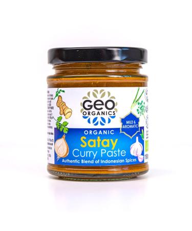 Geo Organics Satay Curry Paste | Organic Indonesian Curry Paste | 180G | Serves 4 | Vegan Friendly | Authentic Recipe (180 Grams (Pack of 1) Satay Curry Paste 180g (Pack of 1)