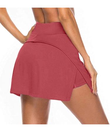 Ronony Women s Stretchy Fold Mini Skirts with Shorts Perfect for Casual Tennis Golf Yoga & More - Red - Buy Online on SooperMarket.com