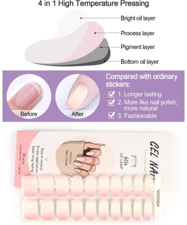 Kalolary 20PCS Solid Color Gel Nail Polish Strips | Self-Adhesive Wraps with Nail File | Gradient Rosa - Buy Online on SooperMarket.com