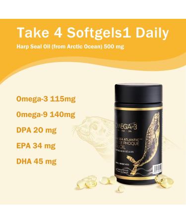 Easy to Swallow Harp Seal Oil Omega-3-6-9 by Nova Sea Atlantic | Made in Canada | Rich Source of EPA DHA & DPA for Good Health | 100% Natural Chemical-Free Non-GMO | 250mg - 120 Softgels 120 count (Pack of 1) - Buy Online on SooperMarket.com