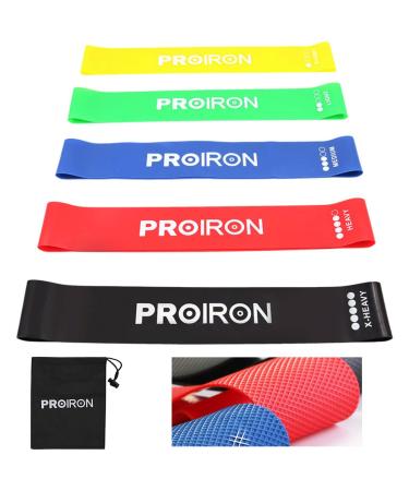PROIRON Resistance Bands Resistant Bands Exercise Bands Resistance for Women and Men Stretch Bands for Exercise Gym Bands Set of 5 with Guide and Carrying Bag #2 upgraded anti roll set