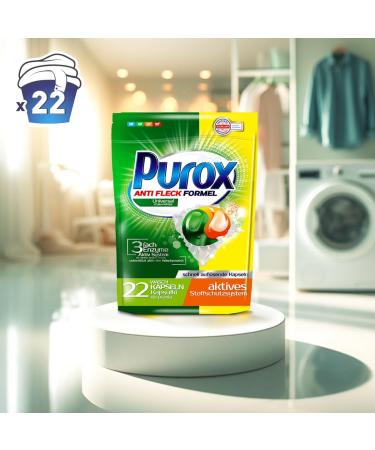 PUROX CAPS UNIVERSAL Washing Caps for Colored Textiles - 22 WL 396g Unscented Doypack Detergent - 22 Pieces | International Shipping - Buy Online on SooperMarket.com