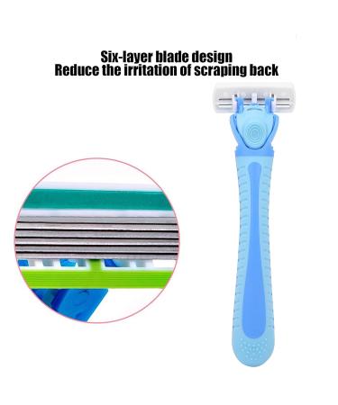 6-Blade Manual Razor for Men & Women - Double Lubrication Precision Trimmer & 6 Cartridges | Portable Body Hair Trimmer - Buy Online on SooperMarket.com