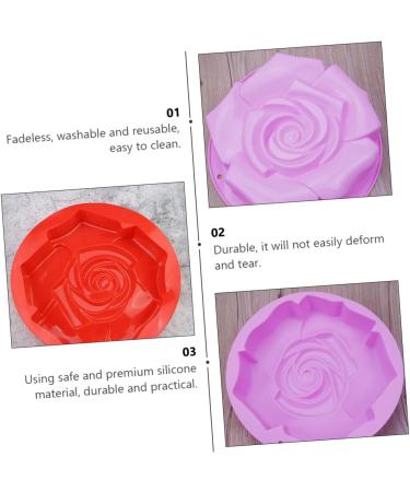 HOMSFOU 3pcs Rose Cake Mold Silicone Flower Cake Pan Homemade Soap Molds Birthday Cake Mold Silicone Muffin Cup Silicone Pie Baking Pan Baking Tiramisu Pan Mini Bread Pan Silica Gel 24X24X5CMx3pcs - Buy Online on SooperMarket.com
