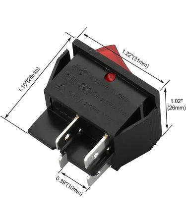 Baomain Red Light DPST ON/Off Boat Rocker Switch 16A/250V UL TUV Listed - 1 Pack - Buy Online on SooperMarket.com