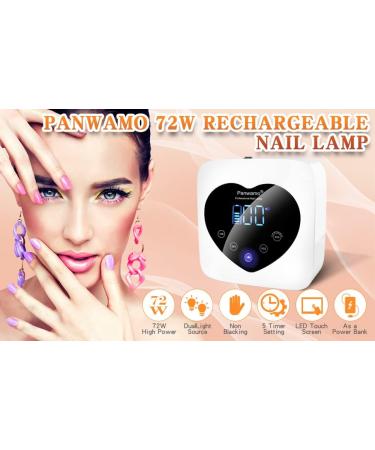 Rechargeable UV LED Nail Lamp - 72W Cordless Gel Nail Curing Light 5 Timer Settings Removable Bottom & Touch Screen for Professional Results - Buy Online on SooperMarket.com