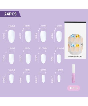 Buy Luvadeyo 24 PCs Press on Nails - Medium Almond Stiletto Fake Nails with Glue | Acrylic Nails for Women & Girls - Fast International Shipping - Buy Online on SooperMarket.com