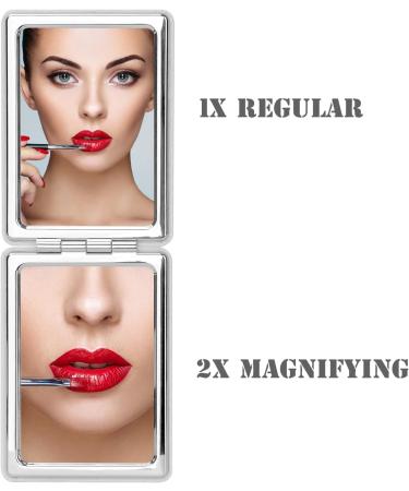 Delicate Compact Travel Vanity Mirror for Girls Women Men Classic White 2-Sided Folding Makeup Mirrors for Pocket Purse Handbag Wallet Portable Magnifying Slim Cosmetic Mirror with 3D Shell Pattern - Buy Online on SooperMarket.com