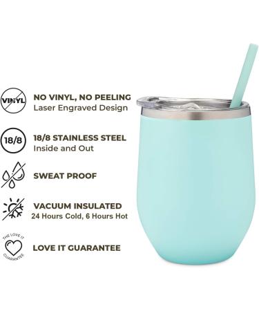 Personalized Insulated Wine Tumbler - Adventure Awaits - Mint - 12 oz - Buy Online on SooperMarket.com