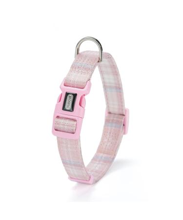 Yudote soft dog collar checkered cartridges wrapped with fabric not lovely for medium dogs with sensitive skin light pink m (1 -pack) light pink