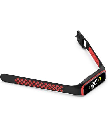 Two-Toned Silicone Wristband for Samsung Galaxy Fit 2 | Red Breathable Bracelet Strap for SM-R220 Fitness Smartwatch - Buy Online on SooperMarket.com