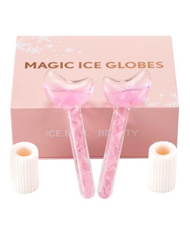 Ice Globes -Tighten Skin and Reduce Puffiness Facial Ice Globes-Cold or Hot Skin Massagers Globe Ice Globes for Facials Face Ice Globes Enhance Circulation (Pink)