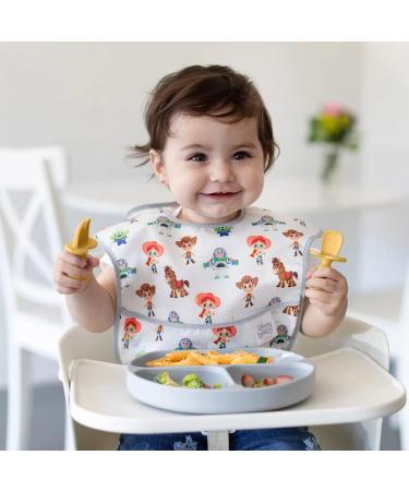Vicloon Baby Fork and Spoon Set - 4Pcs Silicone Self Feeding Utensil for Easy Grip | Toddler Cutlery Kit for Infant & Children | First Led Training & Weaning Spoons - Apricot Yellow - Buy Online on SooperMarket.com