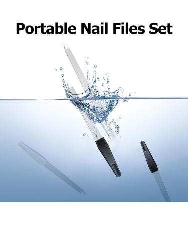 Professional 8-Piece Metal Nail File Set with Leather Covers - Coarse and Fine Double-Sided Tools for Manicure and Pedicure - Ideal for Thick Natural Nails - 15 PCS - Buy Online on SooperMarket.com