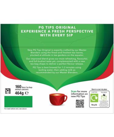P.G. Tips Original 160 Black Tea Bags - Full-bodied Taste, Refreshing Flavor | 60 Second Brew Time - Buy Online on SooperMarket.com