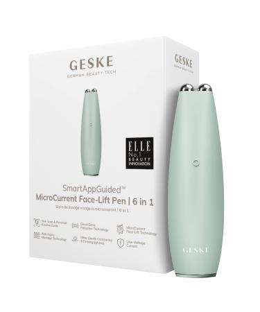 Geske |SmartApappGuided Microcurrent Face-Lift Pen |6 in 1 |Skincare tool with microstrom |Anti -aging device |Face lift |Young skin without wrinkles |Device for the face green