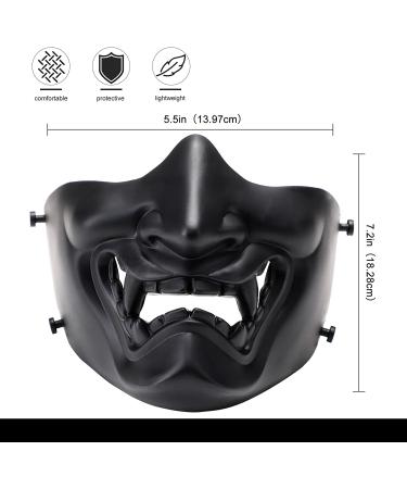 Airsoft Protective Half Face Mask for Halloween Cosplay - Tactical Prajna Face Hannya Oni Demon Knight Design - Buy Online on SooperMarket.com