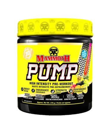 MAMMOTH PUMP Pre Workout Powder Superior Muscle Pumps Increase Strength & Endurance Explosive Power & Energy Supplement Heightened Focus Quick Recovery Reduced Soreness (30 Serves Fruit Punch) Fruit Punch 270 gram