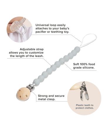 Center Coast Collections Silicone Pacifier Clip - Safe Binky Holder - Neutral Grey - Unisex Baby & Toddler - Buy Online on SooperMarket.com