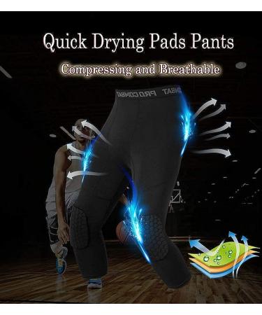 4-16 yrs Youth Basketball Compression Capri Pants with Knee Pads - Black, Large - Buy Online on SooperMarket.com