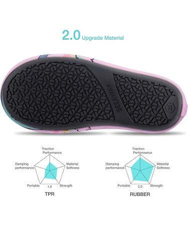 SEEKWAY Kids Water Shoes - Quick Dry Aqua Socks for Boys and Girls | Non-Slip, Perfect for Outdoor Sports, Pool, Swim, Beach | Size 5-6 Toddler | Rainbow Whale Design - Buy Online on SooperMarket.com