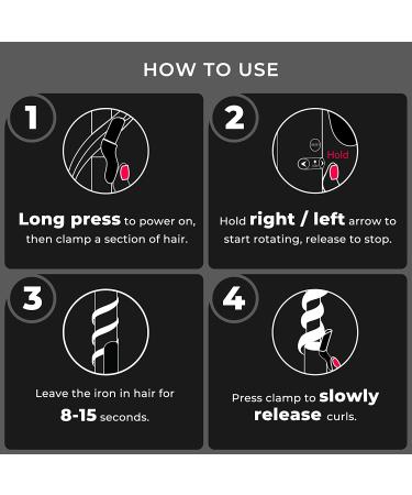 TYMO ROTA Automatic Curling Iron Wand 1.25 Inch - Ionic Rotating Hair Curler for Long Hair - Nano Titanium Barrel - 5 Adjustable Temps - Professional Hair Styling - Buy Online on SooperMarket.com