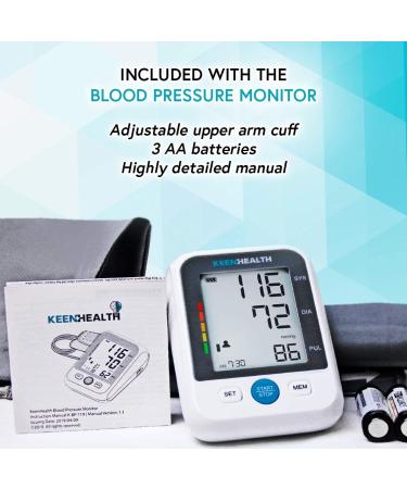 KEENHEALTH Digital Blood Pressure Monitor - 180 Reading Memory & Irregular Heartbeat Detection - Buy Online on SooperMarket.com