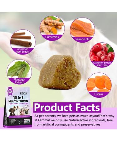 15 in 1 Multivitamin with Glucosamin and Probiotic Soft Chews (2 Packs) for Dogs. Multivitamin for Hip Joint Skin Coat Gut Health and Immune System with Duck Flavour for All Dogs (120 Chews). - Buy Online on SooperMarket.com