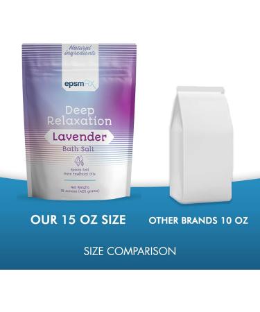 epsmRx Deep Relaxation Bath Salt 15 Oz - Lavender Essential Oil Epsom Salt Bath Soak - 15 Ounce Pack - Buy Online on SooperMarket.com