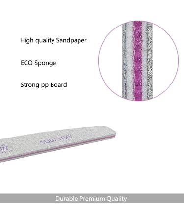 25 Pcs Washable Double Sided Nail Files | 100/180 Grits Emery Boards for Acrylic, Gel Nails | Professional Nail Styling Tools for Home and Salon - Buy Online on SooperMarket.com