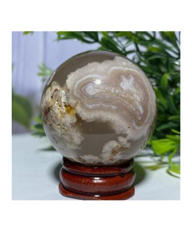 Natural Crystal Rough Natural Sphere Cherry Agate Crystal Ball Natural Gemstones Reiki Quartz Sphere Fengshui Home Decoration 1pc (Color : 120-130g)
