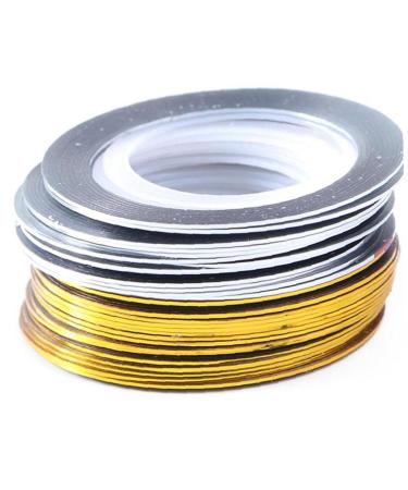 Pinicecore 20 Rolls Nail Strip Band Line Rolls Strip Band Line Nail Art Decoration sticker DIY nail tip strip strip for nail art gold silver
