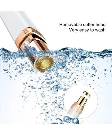 Portable Facial Hair Remover for Women - Painless Electric Shaver and Trimmer with Built-in Light and Replacement Head - White - Buy Online on SooperMarket.com