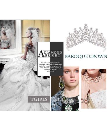 Tgirls Baroque Bridal Wedding Crown Princess Tiara Rhinestone Headband - Silver - Buy Online on SooperMarket.com