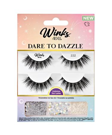 Ardell Winks Dare To Dazzle 222 with 1 gram DUO Pipette Clear Adhesive Daily Easy Wear Flawless Medium Volume Long-Lasting 2-Pairs Dare To Dazzle 222 with DUO