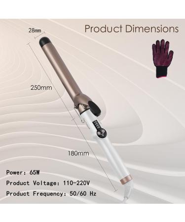 Ten-Tatent 28mm Ceramic Tourmaline Curling Iron | Dual Voltage Curling Wand for Long & Short Hair | Adjustable Heat Settings | White - Buy Online on SooperMarket.com