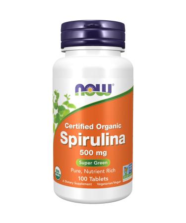 Now Foods Certified Organic Spirulina 500 mg 100 Tablets