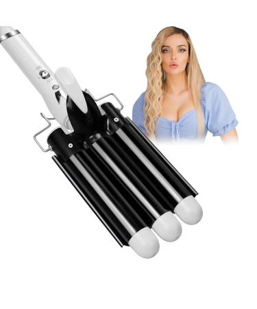 Three Barrel Curling Hair Crimper: Aleath Dual Voltage Crimper Hair Tool - 1 inch 3 Barrels Curler Iron Wand 1 inch Black