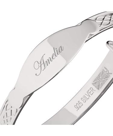 Dolce Valentina Personalised 925 Baby Bangle Bracelet For Baptism Christening Baby Shower Birthday For Newborn 0-1 yrs