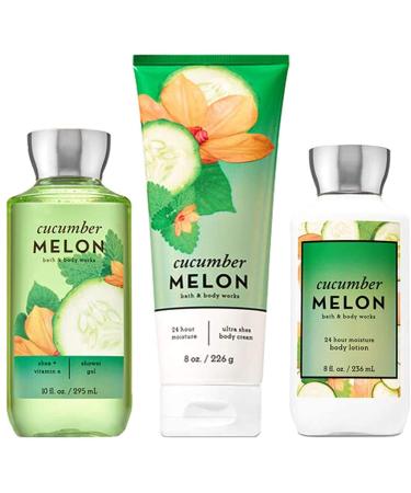 Bath & Body Works Signature Collection Cucumber Melon Gift Set   Body Cream   Shower Gel & Body Lotion. Lot of 3