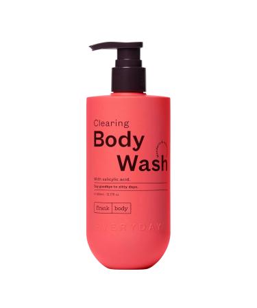 frank body Clearing Body Wash | Vegan & Cruelty Free | With Salicylic Acid for Removing Stubborn Dead Skin Excess Oil Black & White Heads| Mandarin & Cedarwood Scent | (360mL / 12.17 fl oz)