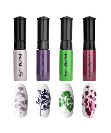 4 Colors Nail Polish Set Stamping Polish Detailed Painting Plastic Bottle Colourful Pigment Nail Art DIY Manicure Design Drawing Tool 10ml (4P-12)