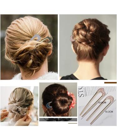6 Pieces Metal U Shaped Hairpins French Hair Pin Hair Chignon Pins Metal Hair Pin Fork Sticks 2 Prong Bun Hairstyle Accessories for Women 6Pcs Gold silver - Buy Online on SooperMarket.com