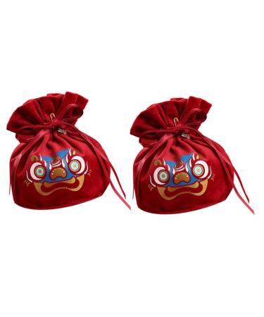 HOMSFOU 2pcs Candy Bag Packaging Bag Wedding Candy Bags Candy Bags for Wedding Decorative Candy Pouches Drawstring Candy Bags Gift Bags Wedding Decor Portable Candy Pouch Festival Supply Red 15x12cm