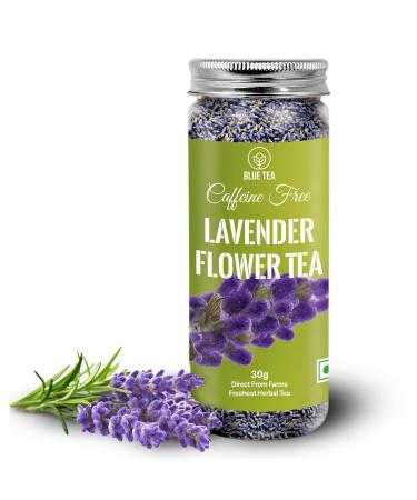 BLUE TEA - Lavender Flower Tea - 1.05 Oz (30 Cups) || SOOTHNESS TEA | Lavandula - Vegan - GMO-free - Caffeine-free Recycled Food Grade Pet Jar Pack | Lavender 1.05 Ounce (Pack of 1)