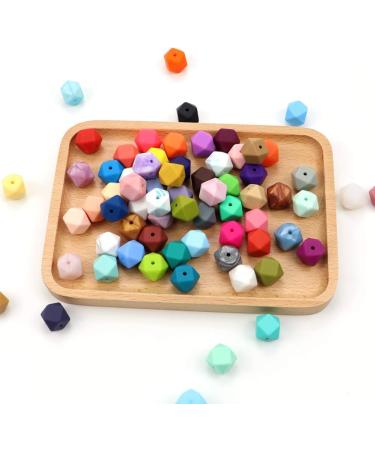 60Pcs Hexagon Silicone Beads 14mm - DIY Bracelet & Necklace Making Kit | Soft & Colorful Loose Beads for Handmade Women's Jewelry - 62 Colors - Buy Online on SooperMarket.com